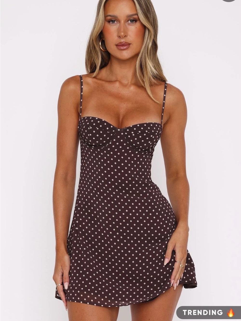 White Fox Boutique In The Back Of My Mind Mini Dress Chocolate Polka Dot